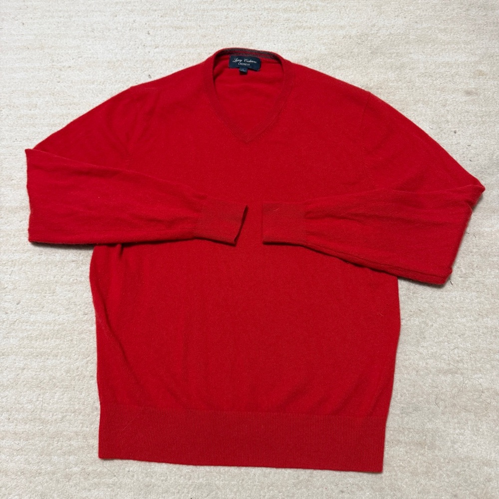 Daniel Cremieux Luxury 100% Cashmere V-Neck Pullover Red Sweater Men's Large
